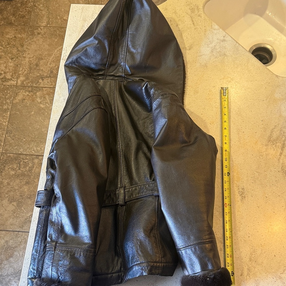 Wilsons Leather Black Hooded Jacket